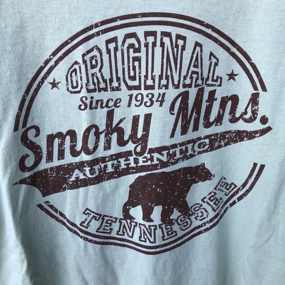 Smoky Mountains Tennessee top Vintage t-shirt Vtg graphic tee Bear shirt sz L 💚 - Picture 3 of 6